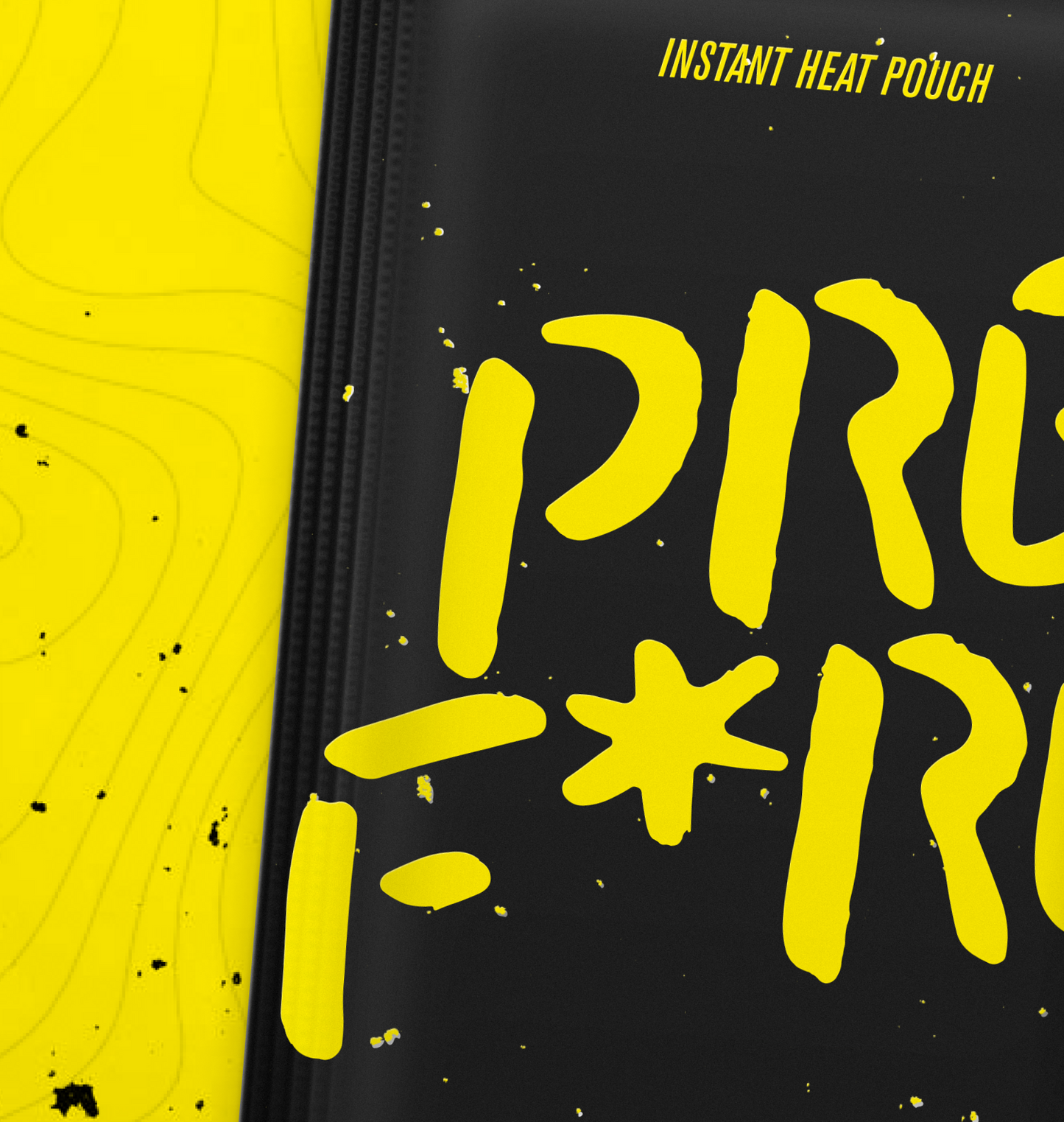 Close-up Pack Shot - Black & Yellow PREF*RE Solo Hand Warmer Blister Pack