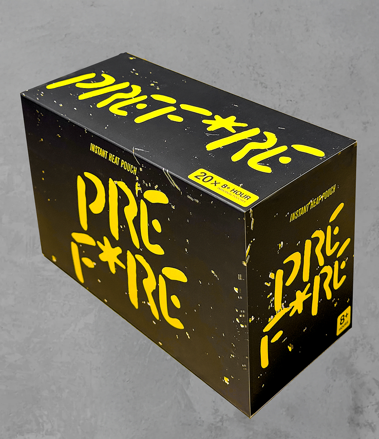 PREFIRE Black & Yellow instant hand warmers (20 pack box)