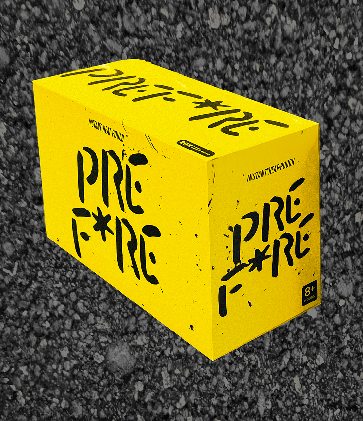 PREFIRE Yellow & Black instant hand warmers (20 pack box)