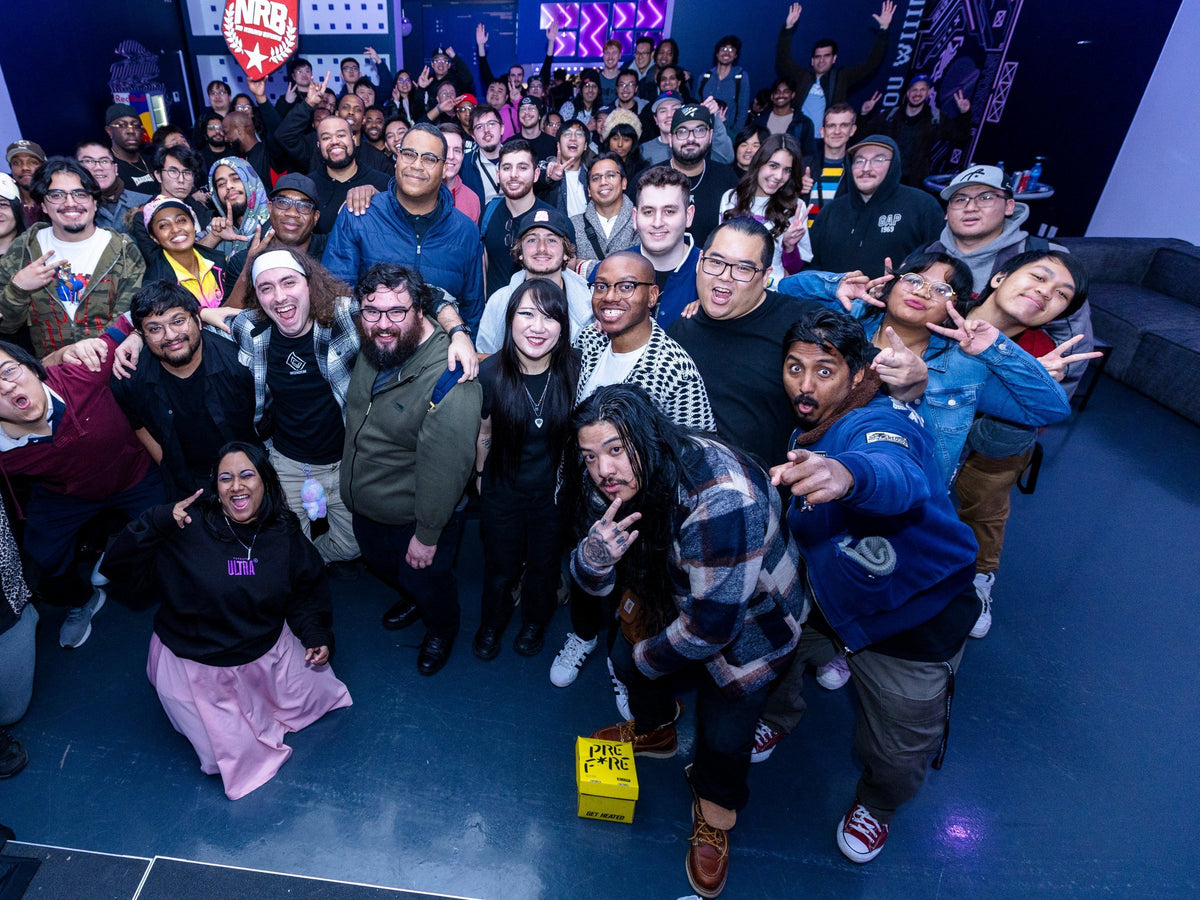 The Electric Clash community crowd with a PREF*RE box on the floor