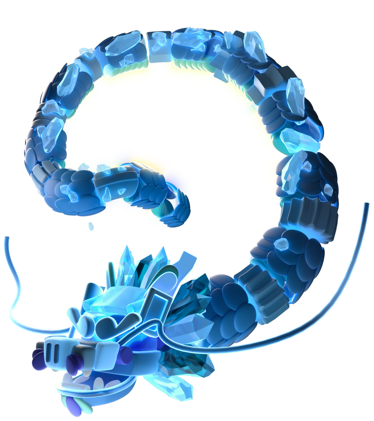 A glowing blue crystal dragon